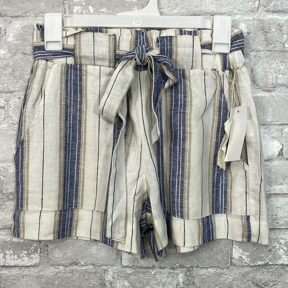 Indigo Rein Striped Belted Shorts - Picture 1 of 5